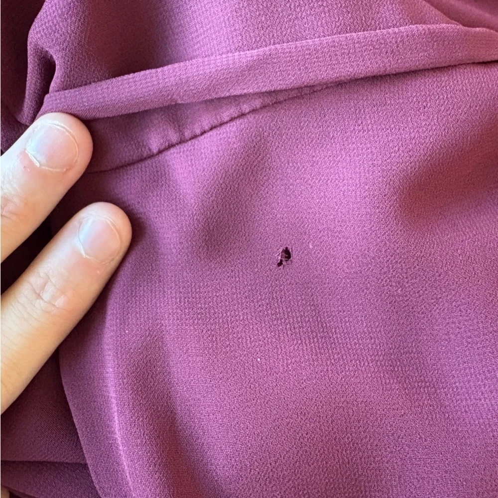 David's Bridal Wine Chiffon One-Shoulder Dress with Cascade Size 10 Formal - Picture 6 of 9